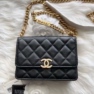 Chanel | 21B Mini Black Caviar Wallet on Chain
